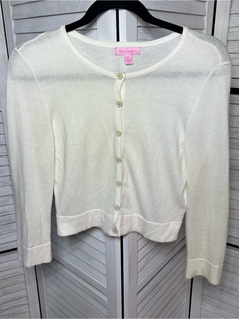Lilly Pulitzer Ivory White Button Front Cardigan Sweater Size M